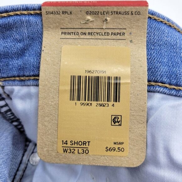 Levi's 312 Jeans Women's 32 SHORT Blue Mid Rise Shaping Slim Stretch Denim NEW - Picture 9 of 14